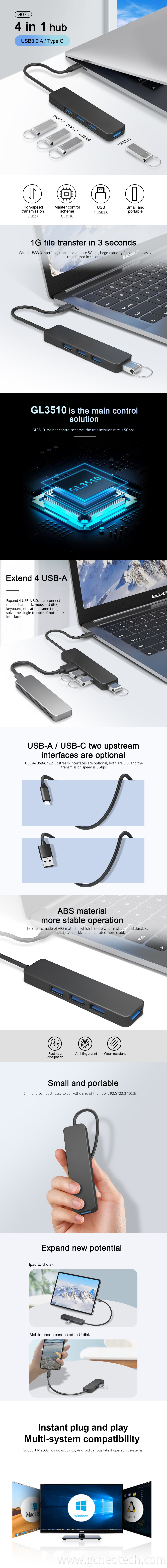 Slim External USB 3.0 Hubs 5Gbps Super Speed